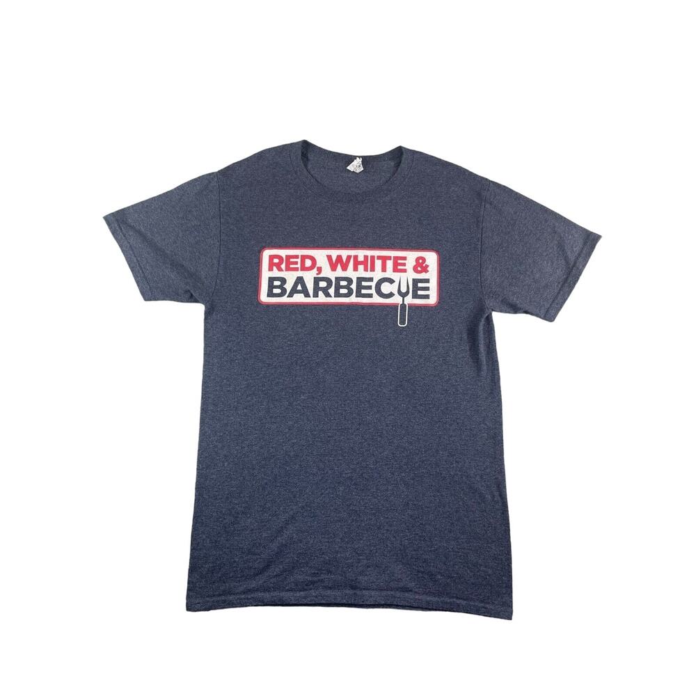 JERZEES Barbecue Shirt Mens Large Gray BBQ Let's Get Grilling Dad Father America